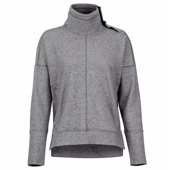 Marmot Baillie Turtleneck Top Womens XL Heather Gray Asymmetrical Snap Neck NEW - Picture 3 of 16